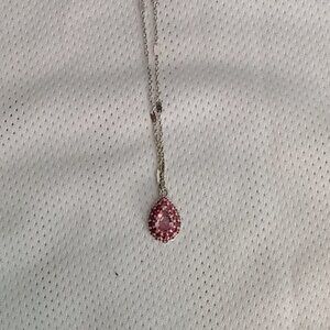 𝅺Rhodium Plated Lab Created Pink Topaz Necklace - Bomb Party